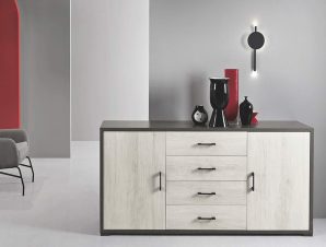 Μπουφές Vale VALE.TIT/QB 174x41x84cm Oak White-Titanium Ikone Casa