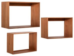 Ραφιέρα Τοίχου (Σετ 3Τμχ) Chengis HM9830 60x20x38cm Ξύλινη Natural-Teak