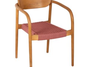 Πολυθρόνα Oslo HM9636.06 55x54x80cm Ξύλο-Σχοινί Teak-Pink