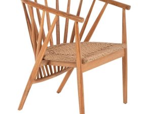 Πολυθρόνα Permaine HM9825 57,5×59,5x82cm Με Σχοινί Από Ξύλο Natural-Teak