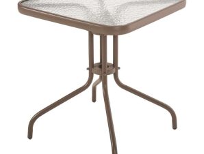 Τραπέζι Figo HM5035.04 Με Γυάλινη Επιφάνεια 60x60x70cm Champagne